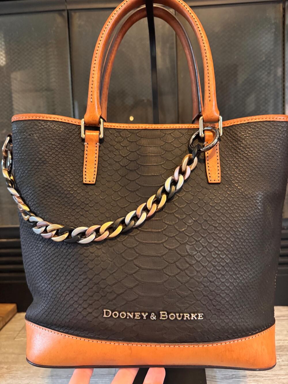 Dooney & Bourke embossed leather Python and Florentine satchel tote purse